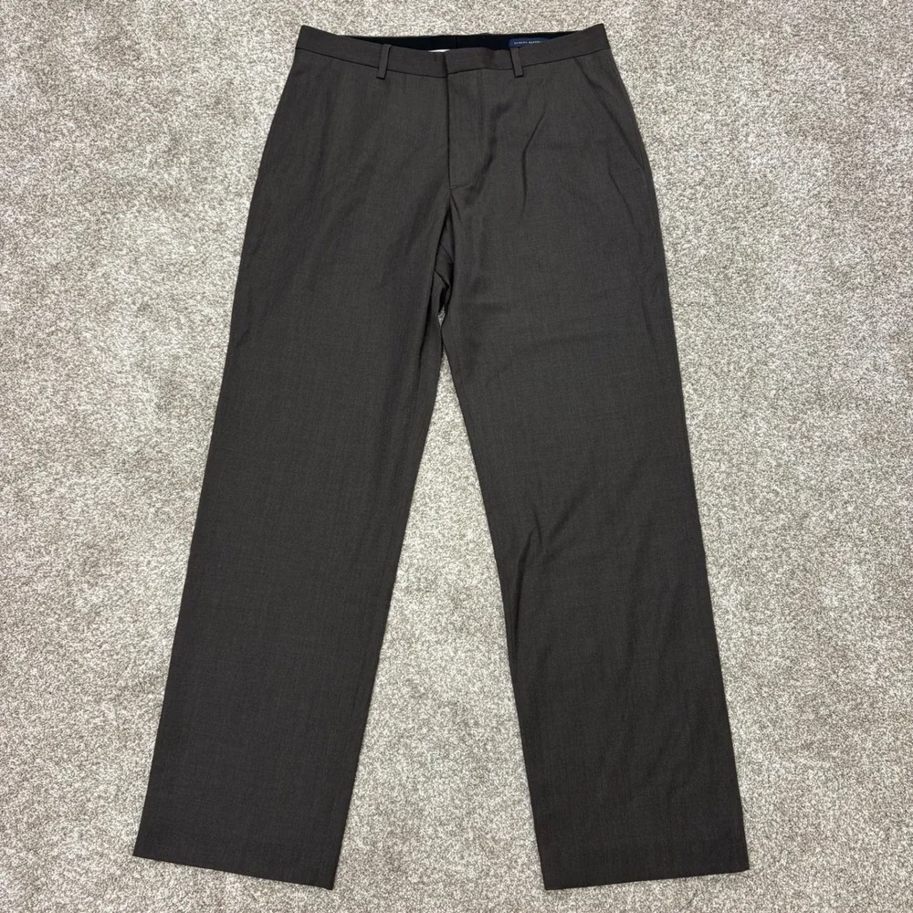 LOT OF 2 Banana Republic Wool Dress Pants Mens 35x34 Gray Brown Flat Front Slack